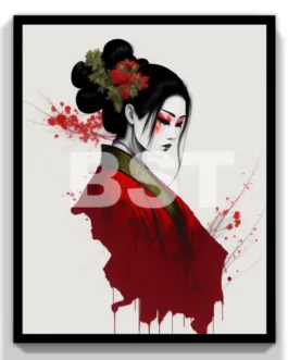 Cuadro decorativo Japanese Geisha 20×30 marco negro