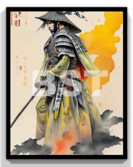 Cuadro decorativo Japanese Warrior 20×30 marco negro