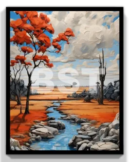 Cuadro decorativo Paisaje Campo 20×30 marco negro