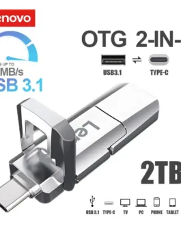 Pendrive Lenovo 2TB metálico alta velocidad doble conector USB