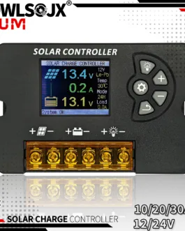 POWLSOJX-controlador de carga Solar PWM, 12V/24V, 10A/20A/30A con pantalla LCD a Color, voltaje ajustable, soporte para múltiples baterías