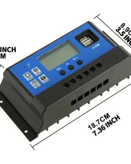 POWLSOJX-controlador de carga Solar PWM, 12V, 24V, pantalla LCD ajustable, puerto USB Dual, ajuste de temporizador, parámetro automático, 10A, 20A, 30A