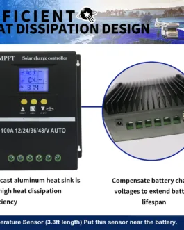 Control de carga Solar MPPT 100A 80A 60A, 12V, 24V, 36V, 48V, Panel Solar, regulador de batería de plomo ácido/litio, USB dual