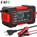 Cargador batería de auto 12V / 6A de pulso, pantalla LCD, carga rápida inteligente