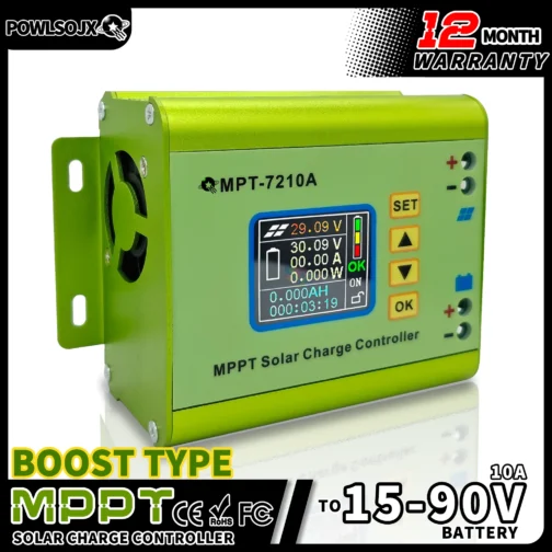 Controlador de carga Digital MPPT de 24V/36V/48V/60V/72V, módulo de voltaje Boost de 10A, 600W, MPT-7210A