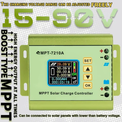 Controlador de carga Digital MPPT de 24V/36V/48V/60V/72V, módulo de voltaje Boost de 10A, 600W, MPT-7210A - Imagen 2