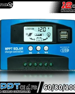 Controlador de carga Solar MPPT, 12V, 24V, 60A, 80A, 100A, pantalla LCD USB Dual, regulador de cargador de Panel de celda automática con carga