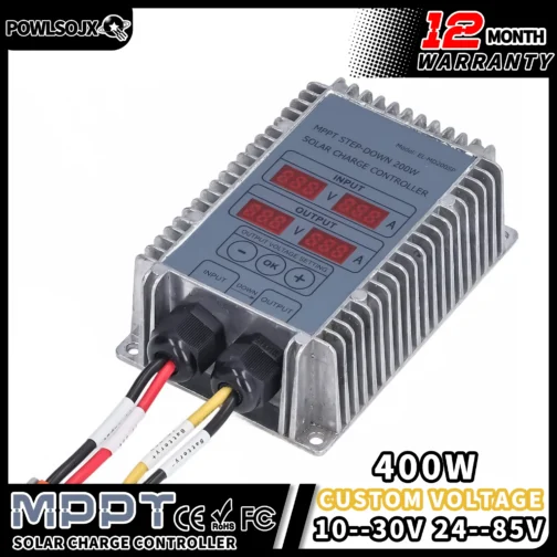 Controlador de carga MPPT de aluminio, dispositivo de seguimiento en tiempo Real, 200W, 400W, 24 ~ 85V/10 ~ 30V de salida, 17-55v