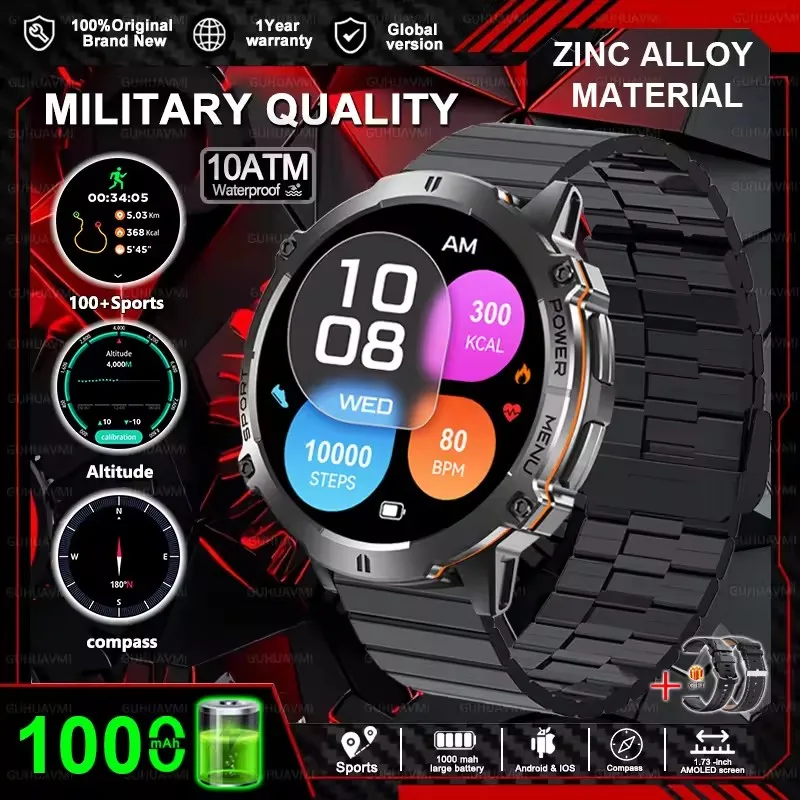 2025 nuevo x3 1000mah batería grande hombres reloj inteligente gps brújula 10atm profesional impermeable bluetooth llamada deportes hombre smartwatch