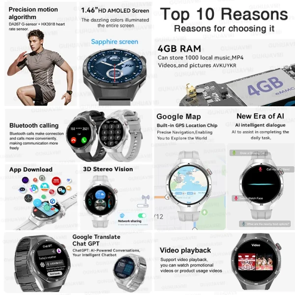 2025 para android ios reloj dt5pro reloj inteligente 4gb memoria grande navegación gps reproductor mp3/mp4 aplicación descargar deportes trackr smartwatch