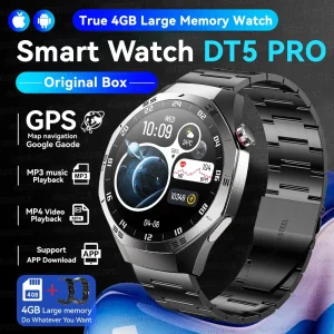 2025 para android ios reloj dt5pro reloj inteligente 4gb memoria grande navegación gps reproductor mp3/mp4 aplicación descargar deportes trackr smartwatch