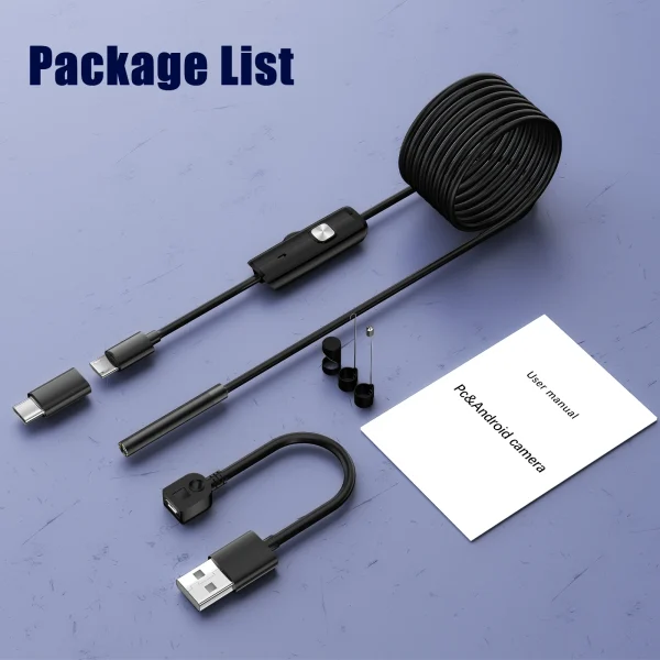 Cámara endoscópica Industrial ENWOR IP67 impermeable 5,5mm 7mm 3 en 1 para teléfonos Android PC cámara endoscópica USB 6LEDs ajustable - Imagen 4