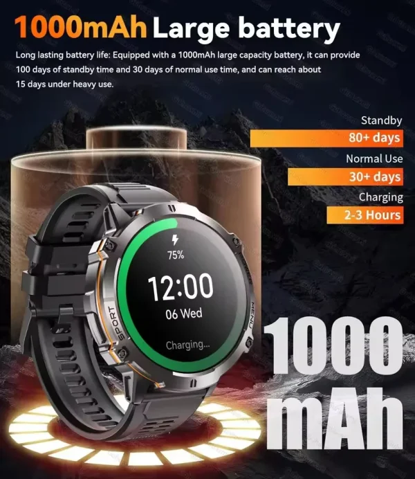 2025 nuevo x3 1000mah batería grande hombres reloj inteligente gps brújula 10atm profesional impermeable bluetooth llamada deportes hombre smartwatch