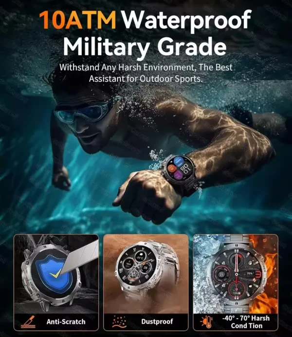 2025 nuevo x3 1000mah batería grande hombres reloj inteligente gps brújula 10atm profesional impermeable bluetooth llamada deportes hombre smartwatch