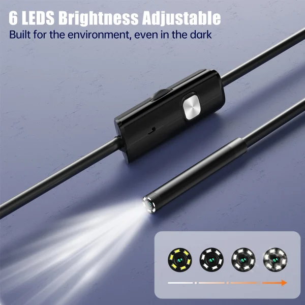 Cámara endoscópica Industrial ENWOR IP67 impermeable 5,5mm 7mm 3 en 1 para teléfonos Android PC cámara endoscópica USB 6LEDs ajustable - Imagen 2