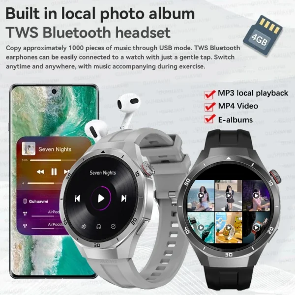 2025 para android ios reloj dt5pro reloj inteligente 4gb memoria grande navegación gps reproductor mp3/mp4 aplicación descargar deportes trackr smartwatch